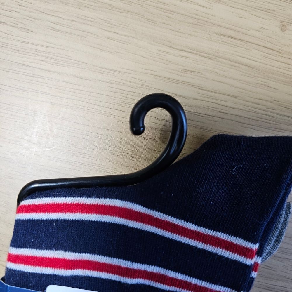 Polo Ralph Lauren Bear USA Socks 2-Pack AOP Striped Large L 10-13 Grey Navy Pony - Picture 5 of 8